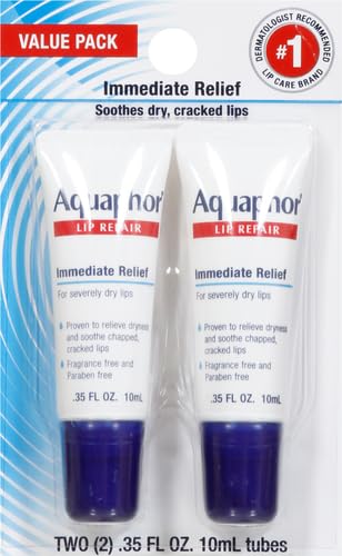 Aquaphor Lip Repair Tubes, Lip Ointment for Chapped Lips, Moisturizing Lip Balm, 0.35 ounce tubes