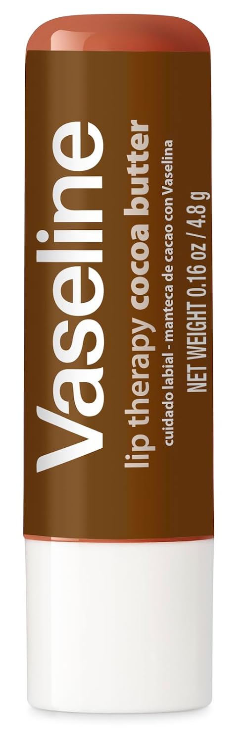 Vaseline Lip Therapy Care Cocoa Butter, Fast-Acting Nourishment, Ideal for Chapped, Dry, Cracked, or Damaged Lips, Lip Balm, 4-Pack, 0.16 Oz Each