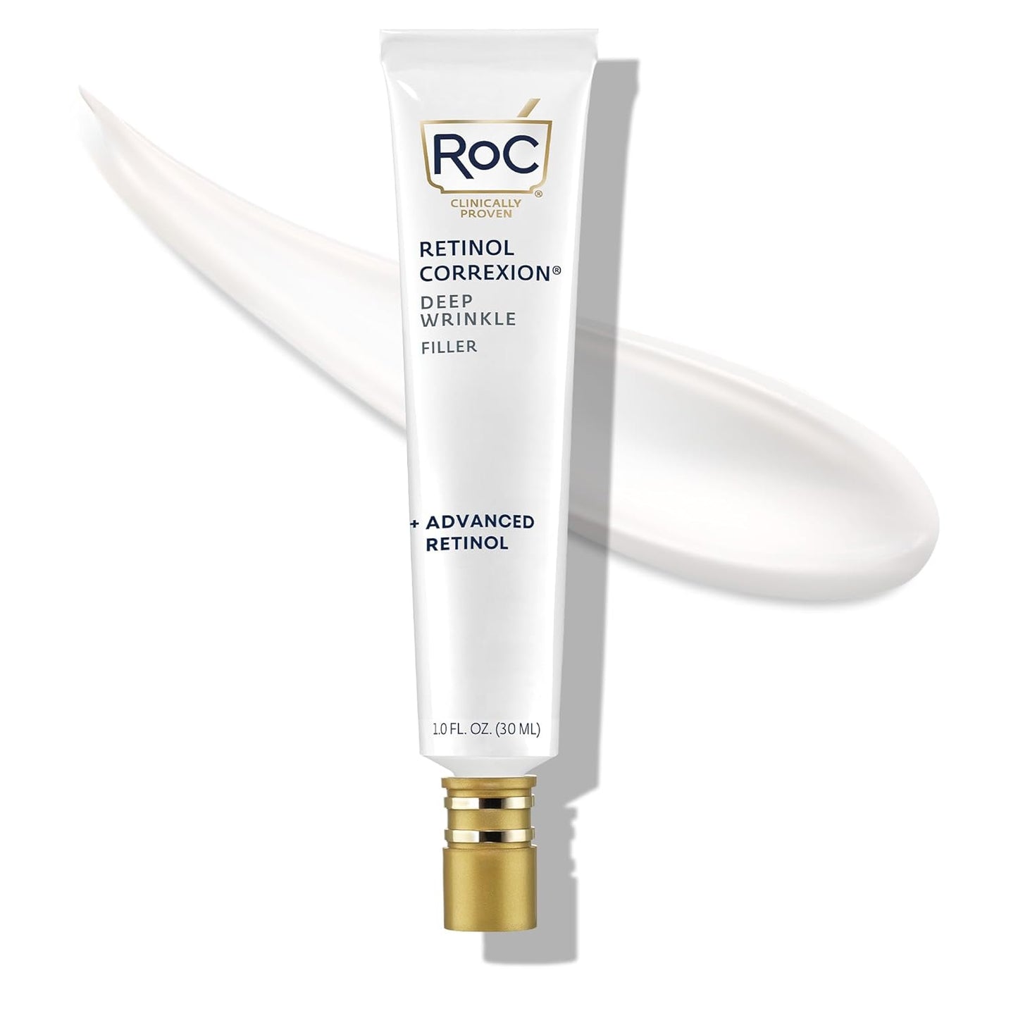 RoC Retinol Correxion Deep Wrinkle Facial Filler with Hyaluronic Acid & Retinol, Skin Care Stocking Stuffers for Men & Women, 1 Fl Oz (Packaging May Vary)