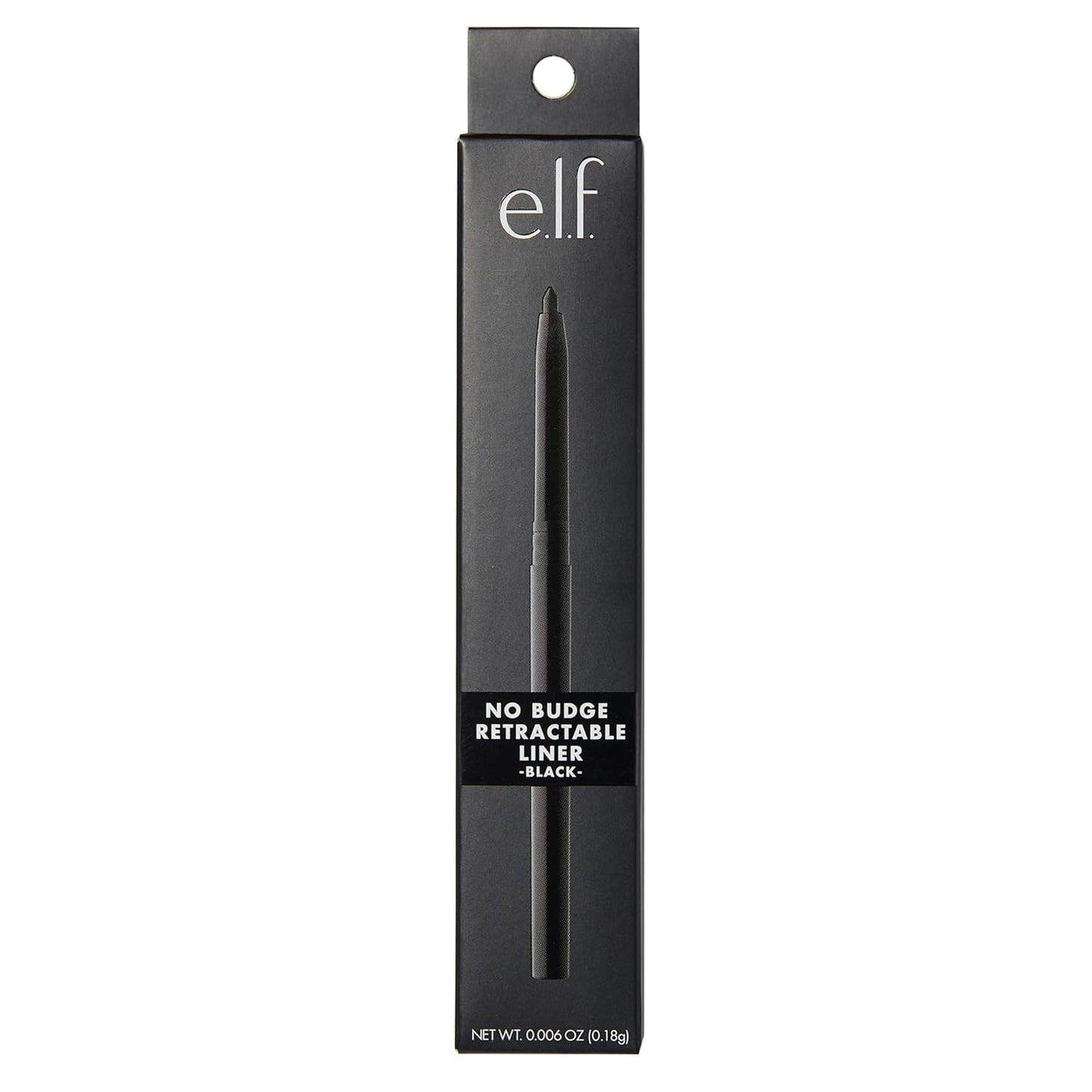 e.l.f. No Budge Retractable Eyeliner, Creamy, Ultra-Pigmented & Waterproof, Creates Bold & Defined Lines, Vegan & Cruelty-Free, Black 0.006 Oz