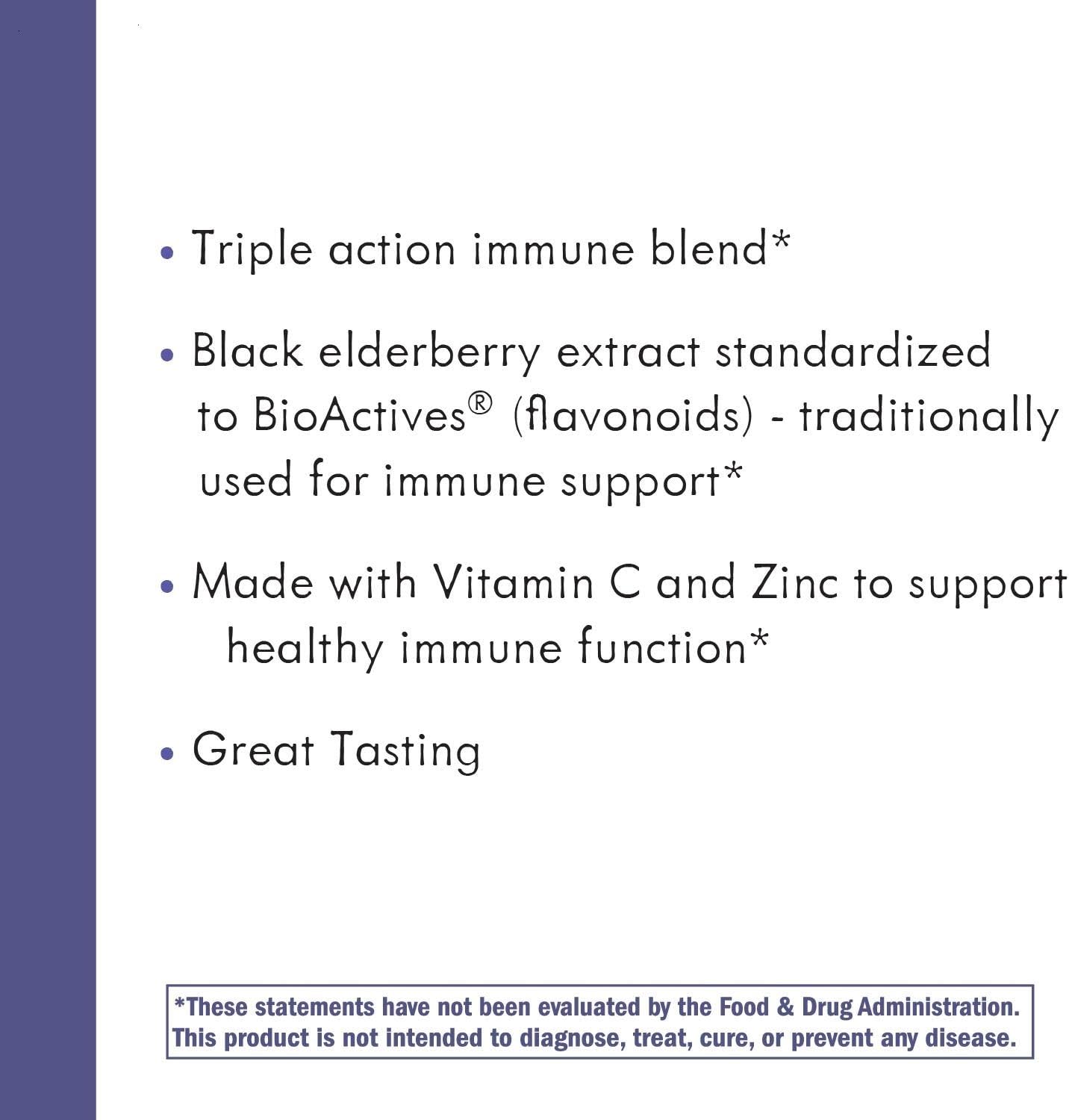 Nature’s Way Sambucus Elderberry Immune Gummies, Daily Immune Support for Kids and Adults*, with Vitamin C, Vitamin D3, Zinc, Gluten Free, Vegetarian, 60 Gummies (Packaging May Vary)