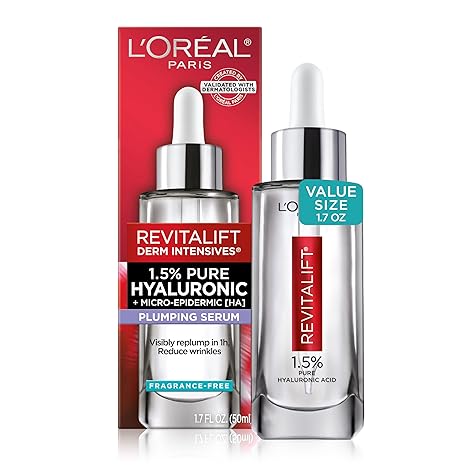 L'Oreal Paris Revitalift 1.5% Pure Hyaluronic Acid Face Serum, Hydrate & Reduce Wrinkles, Fragrance Free