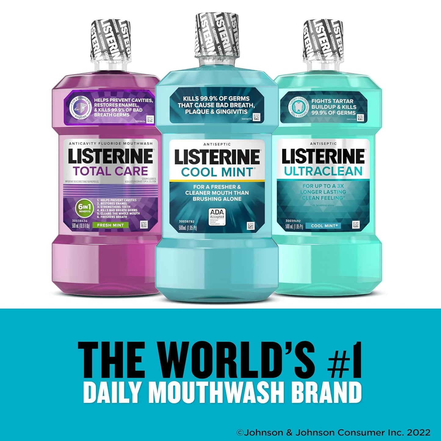 Listerine Mouthwash, Antiseptic, Antibacterial, Bad Breath Treatment, Plaque & Gingivitis Protection, Gum Disease Treatment, Mouth Wash for Adults; Cool Mint Flavor, 1 L