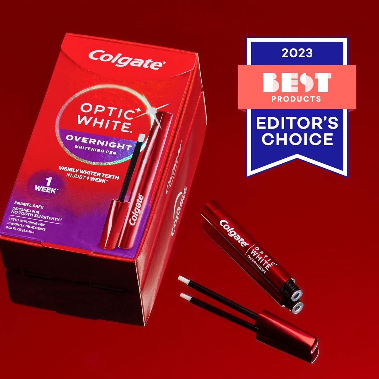 Colgate Optic White Overnight Teeth Whitening Pen, Teeth Stain Remover to Whiten Teeth, 35 Nightly Treatments