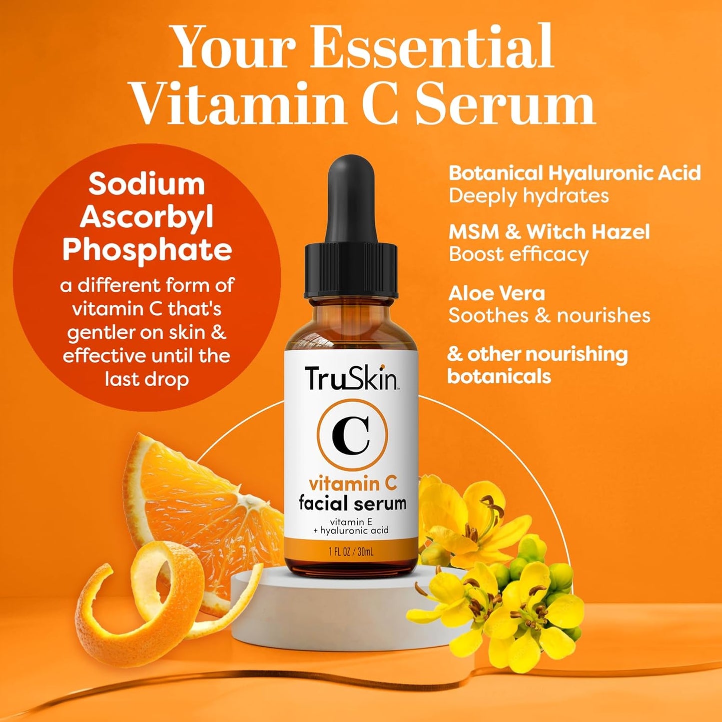 TruSkin Vitamin C Serum – Anti Aging Facial Serum with Vitamin C, Hyaluronic Acid, Vitamin E & More – Brightening Serum for Dark Spots, Even Skin Tone, Eye Area, Fine Lines & Wrinkles, 1 Fl Oz