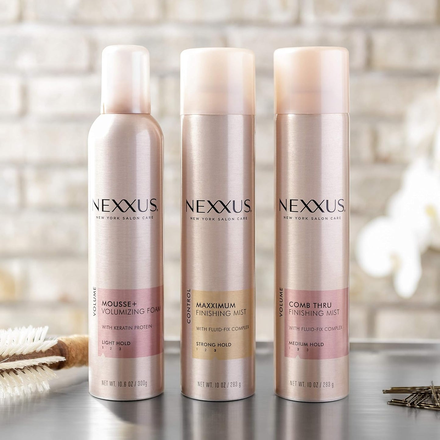 Nexxus Maximum Hold Finishing Hair Spray, for Control, Hold Hairspray for Women Hair Styling, Pink, 10 oz