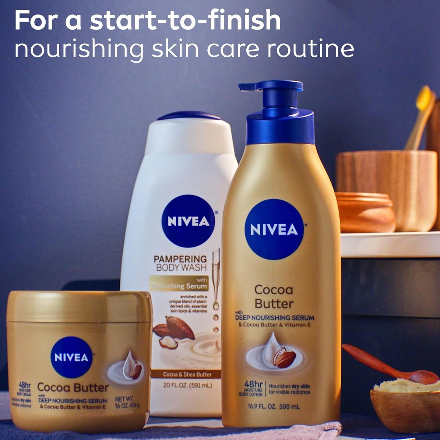 NIVEA Cocoa Butter Body Cream with Deep Nourishing Serum, 16 Ounce