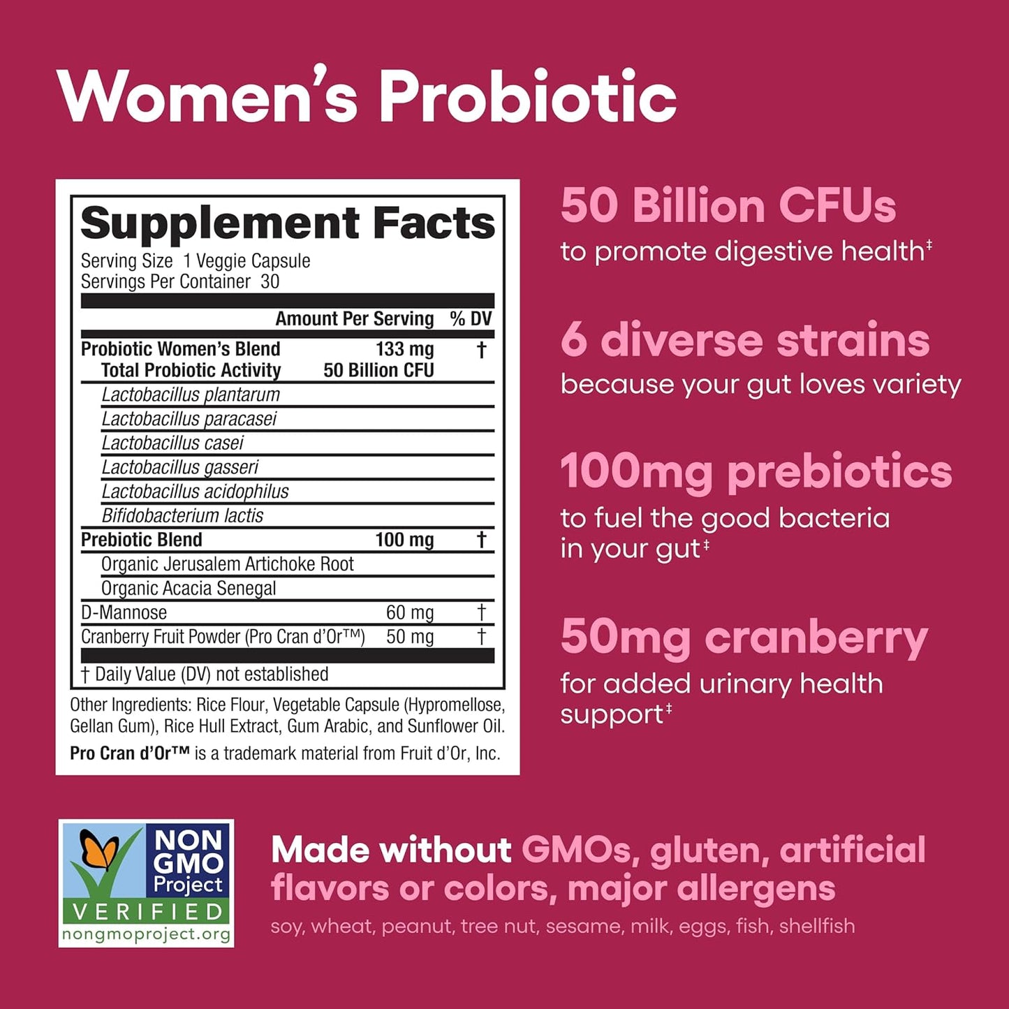 Physician's Choice Probiotics for Women - PH Balance, Digestive, UT, & Feminine Health - 50 Billion CFU - 6 Unique Strains for Women - Organic Prebiotics, Cranberry Extract+ - Women Probiotic