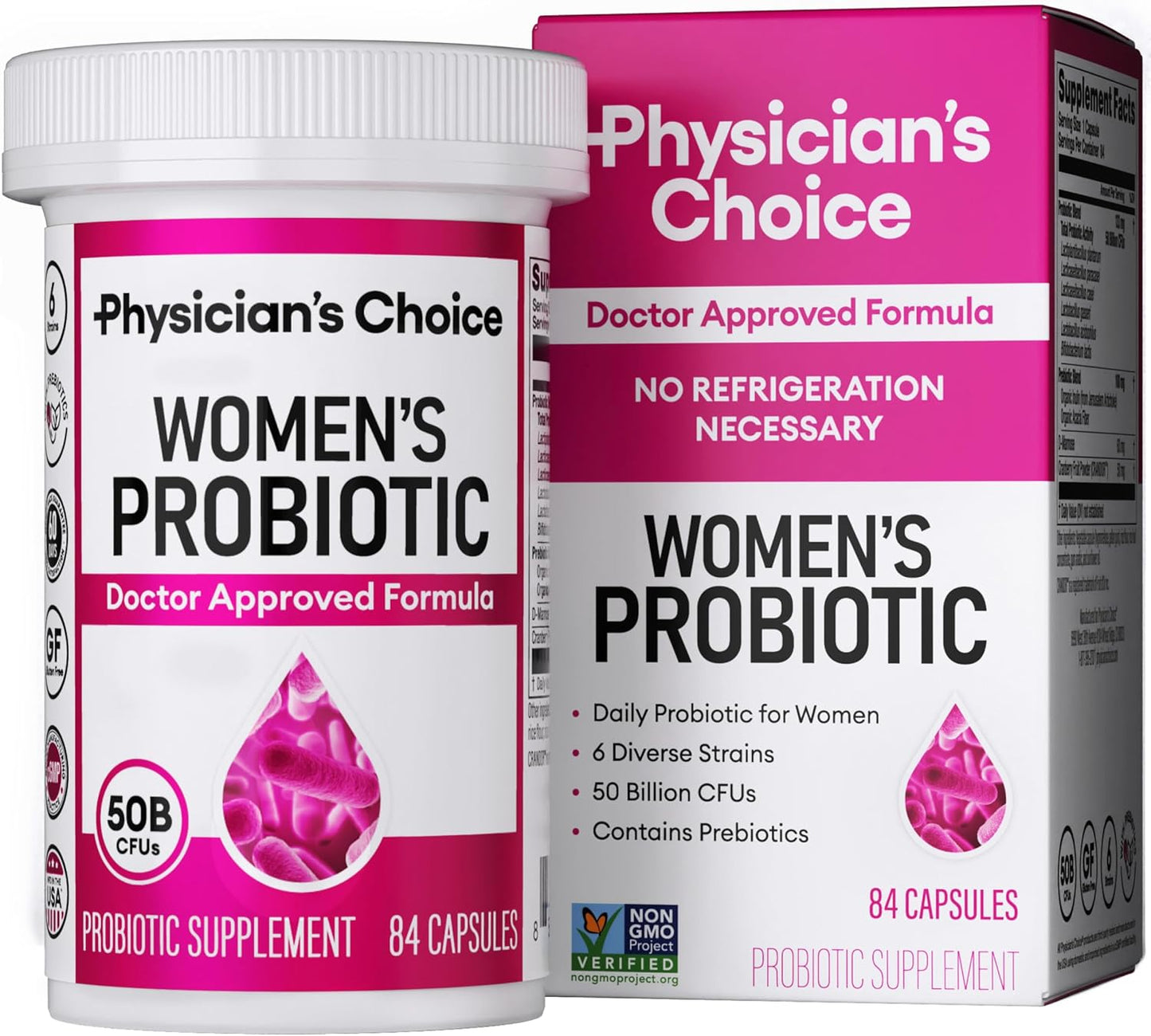 Physician's Choice Probiotics for Women - PH Balance, Digestive, UT, & Feminine Health - 50 Billion CFU - 6 Unique Strains for Women - Organic Prebiotics, Cranberry Extract+ - Women Probiotic