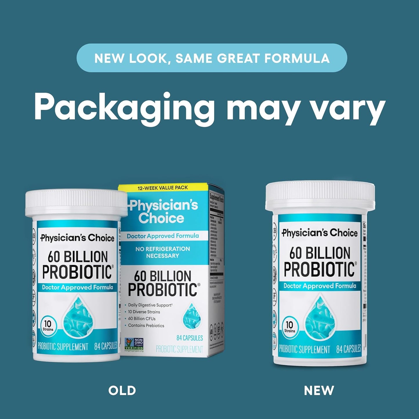 Physician's CHOICE Probiotics 60 Billion CFU - 10 Strains + Organic Prebiotics - Immune, Digestive & Gut Health - Supports Occasional Constipation, Diarrhea, Gas & Bloating - for Women & Men