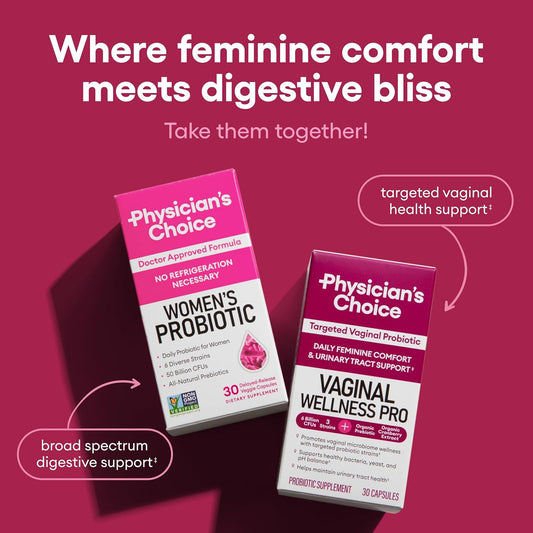 Physician's Choice Probiotics for Women - PH Balance, Digestive, UT, & Feminine Health - 50 Billion CFU - 6 Unique Strains for Women - Organic Prebiotics, Cranberry Extract+ - Women Probiotic