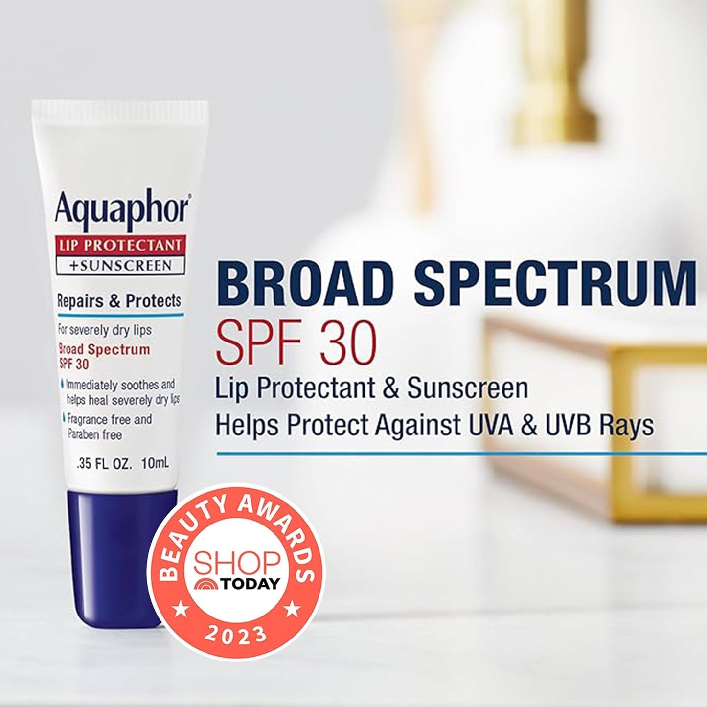 Aquaphor Lip Repair Tubes, Lip Ointment for Chapped Lips, Moisturizing Lip Balm, 0.35 ounce tubes