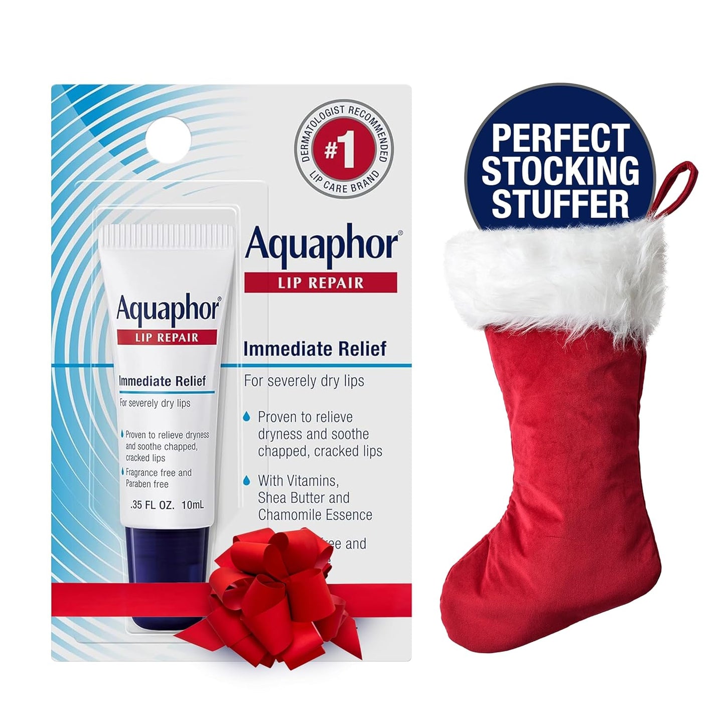 Aquaphor Lip Repair Ointment - Long-lasting Moisture to Soothe Dry Chapped Lips - .35 fl. oz. Tube