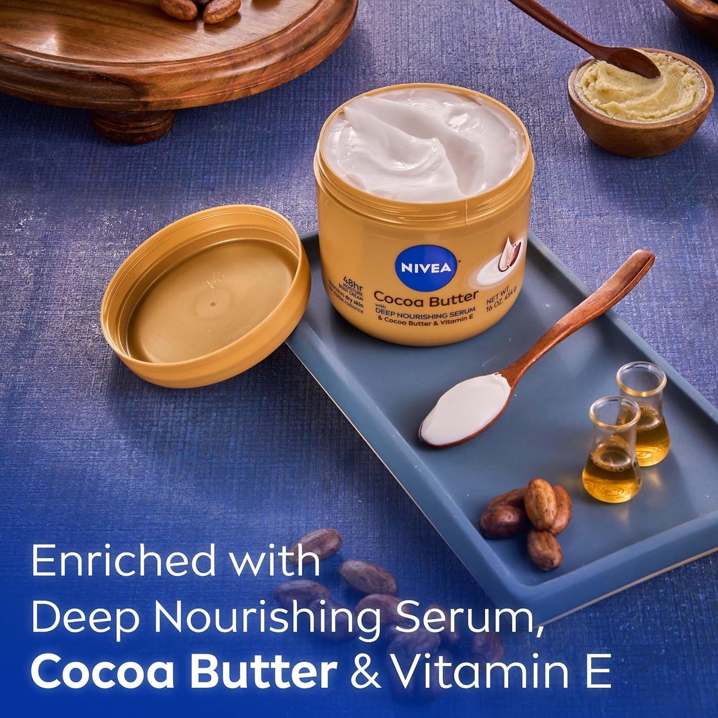 NIVEA Cocoa Butter Body Cream with Deep Nourishing Serum, 16 Ounce