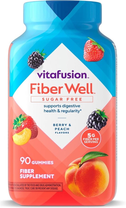 Vitafusion Fiber Well Sugar Free Fiber Supplement, Peach, Strawberry And Blackberry Flavored Supplements