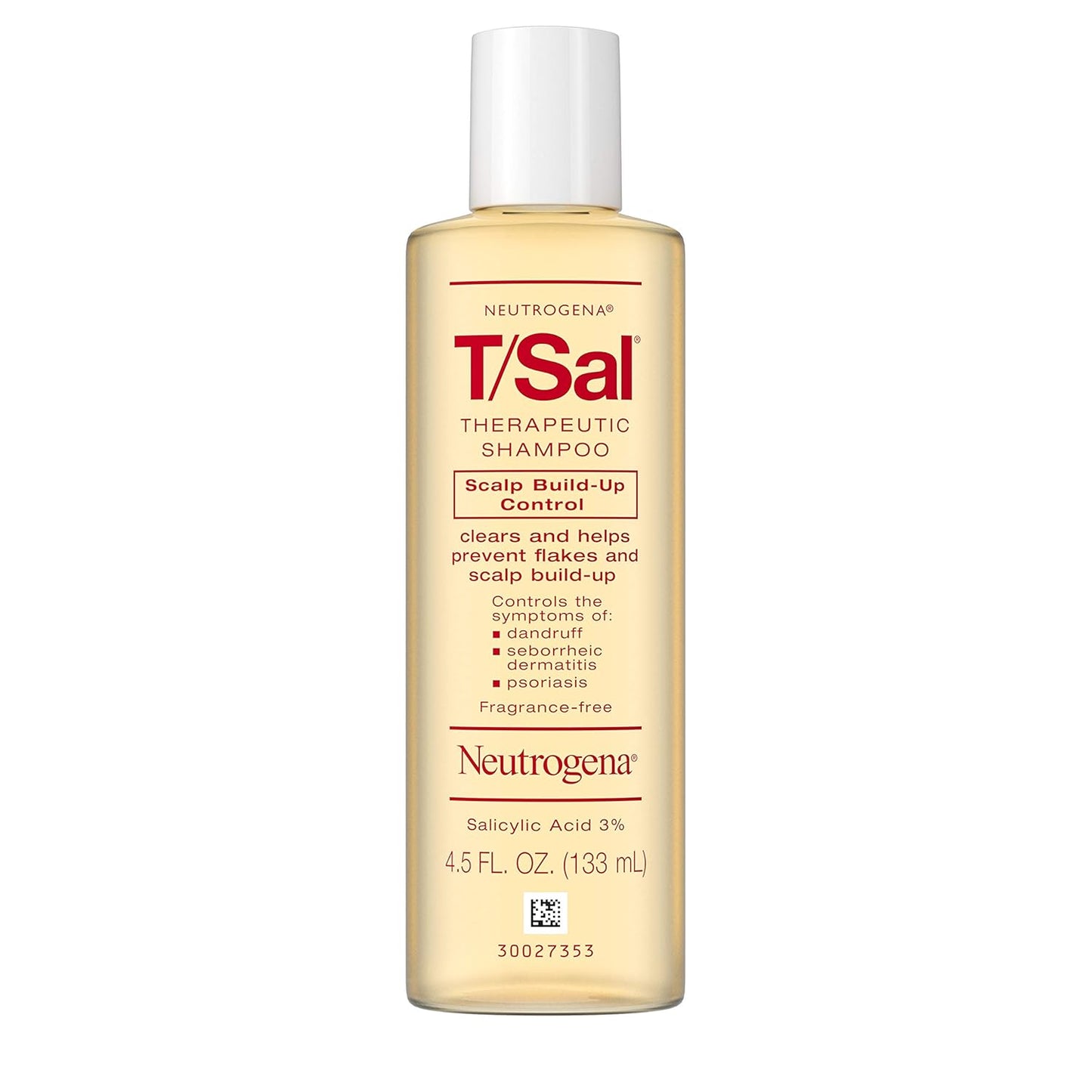 Neutrogena T/Sal Therapeutic Shampoo for Scalp Build-Up Control with Salicylic Acid, Scalp Treatment for Dandruff, Scalp Psoriasis & Seborrheic Dermatitis Relief, 4.5 fl. oz