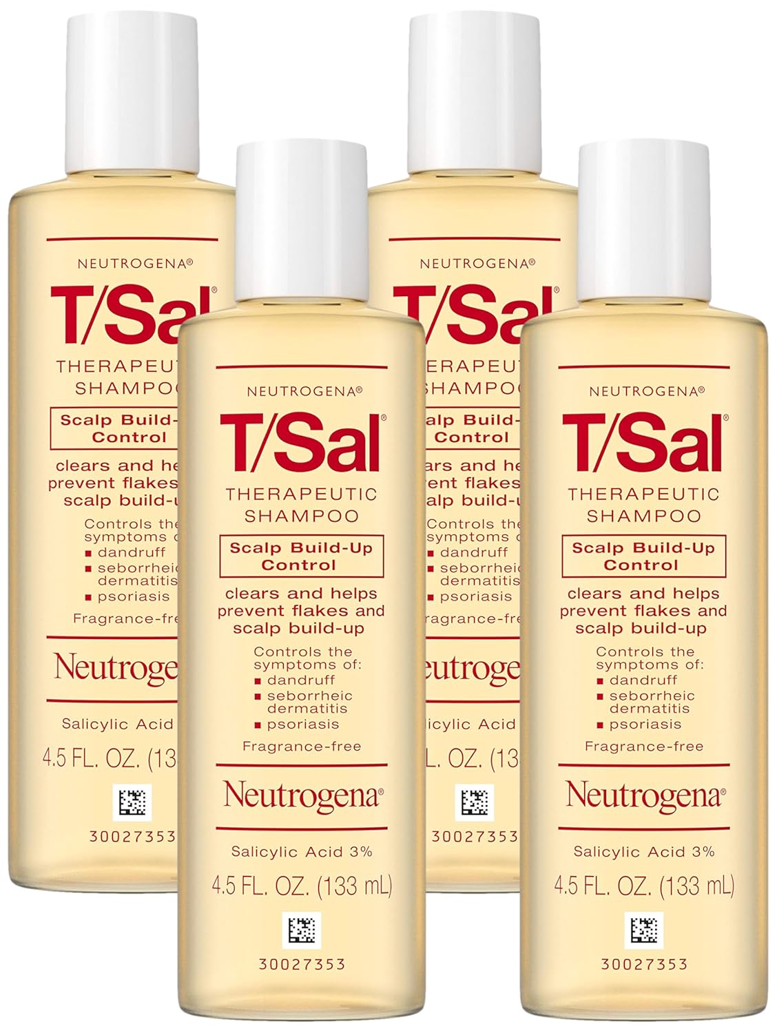 Neutrogena T/Sal Therapeutic Shampoo for Scalp Build-Up Control with Salicylic Acid, Scalp Treatment for Dandruff, Scalp Psoriasis & Seborrheic Dermatitis Relief, 4.5 fl. oz